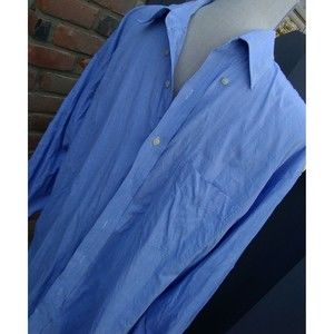 mens members Mark 17 34 xl dress shirt blue white cotton glen plaid